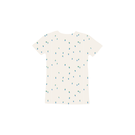 The Printed Short Sleeve Tee - Rasberry Blue