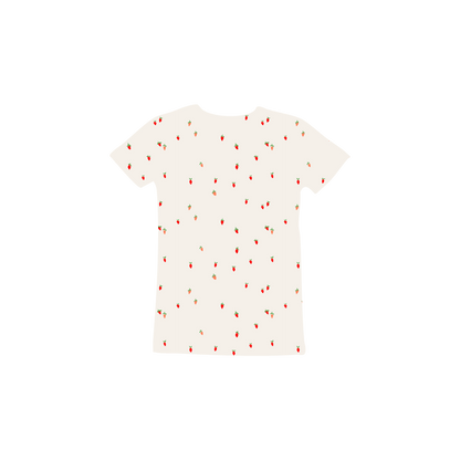 The Printed Short Sleeve Tee - Berry Red