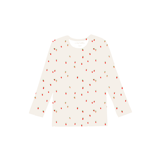 The Printed Long Sleeve Tee - Berry Red