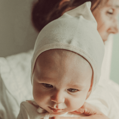 The Pointelle Pixie Bonnet - Oatmilk