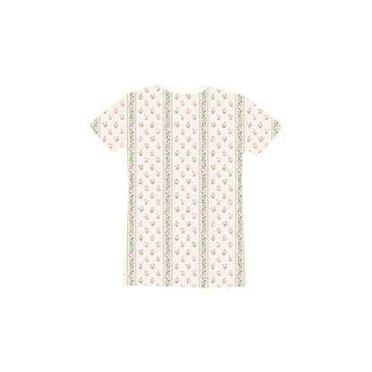 The Printed Short Sleeve Tee - Lux Pink Pointelle