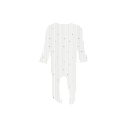 The Printed Romper - Blue Bow