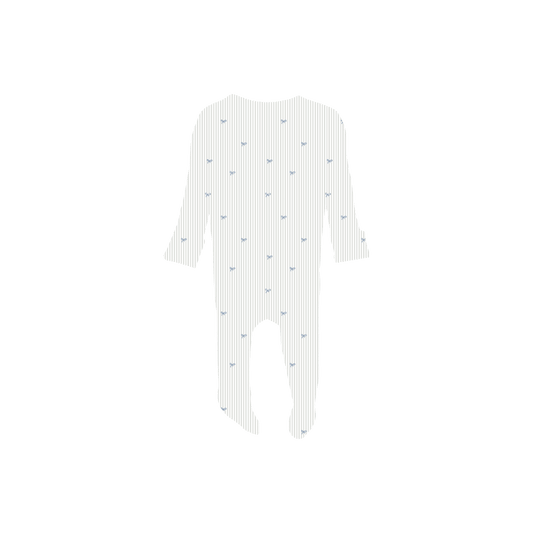The Printed Romper - Blue Bow
