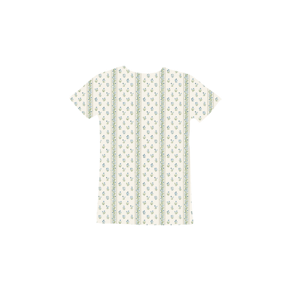The Printed Short Sleeve Tee - Lux Blue Pointelle