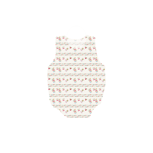 The Sleeveless Romper - Striped Cherry