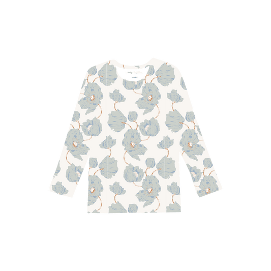 The Printed Long Sleeve Tee - Camellia Pointelle