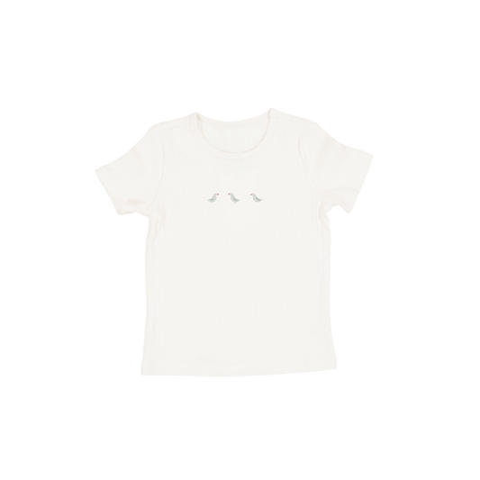 The Embroidered Short Sleeve Tee - Soft Bird