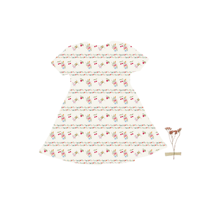The Printed Short Sleeve Dress - Striped Cherry