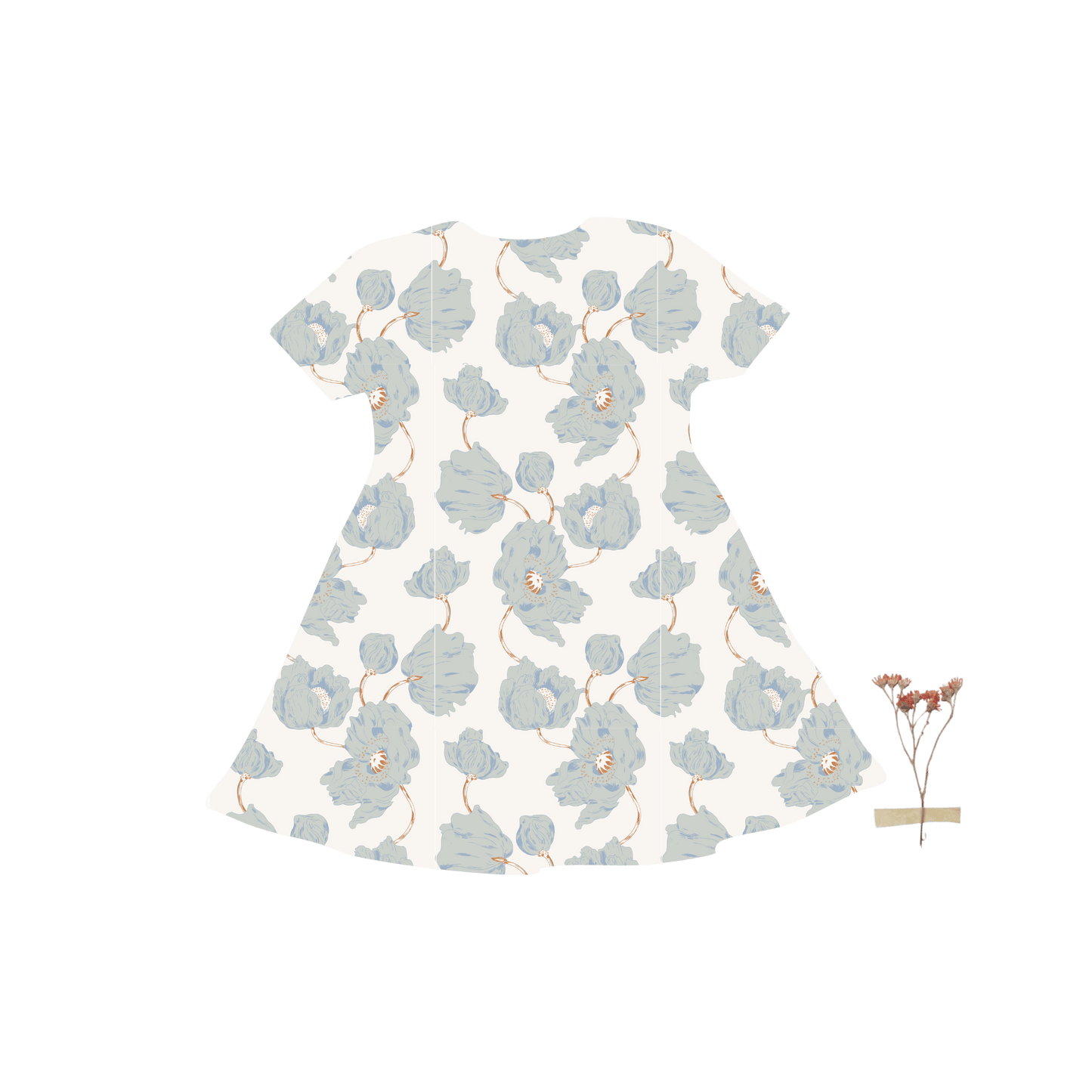 The Printed Short Sleeve Dress - Camellia
