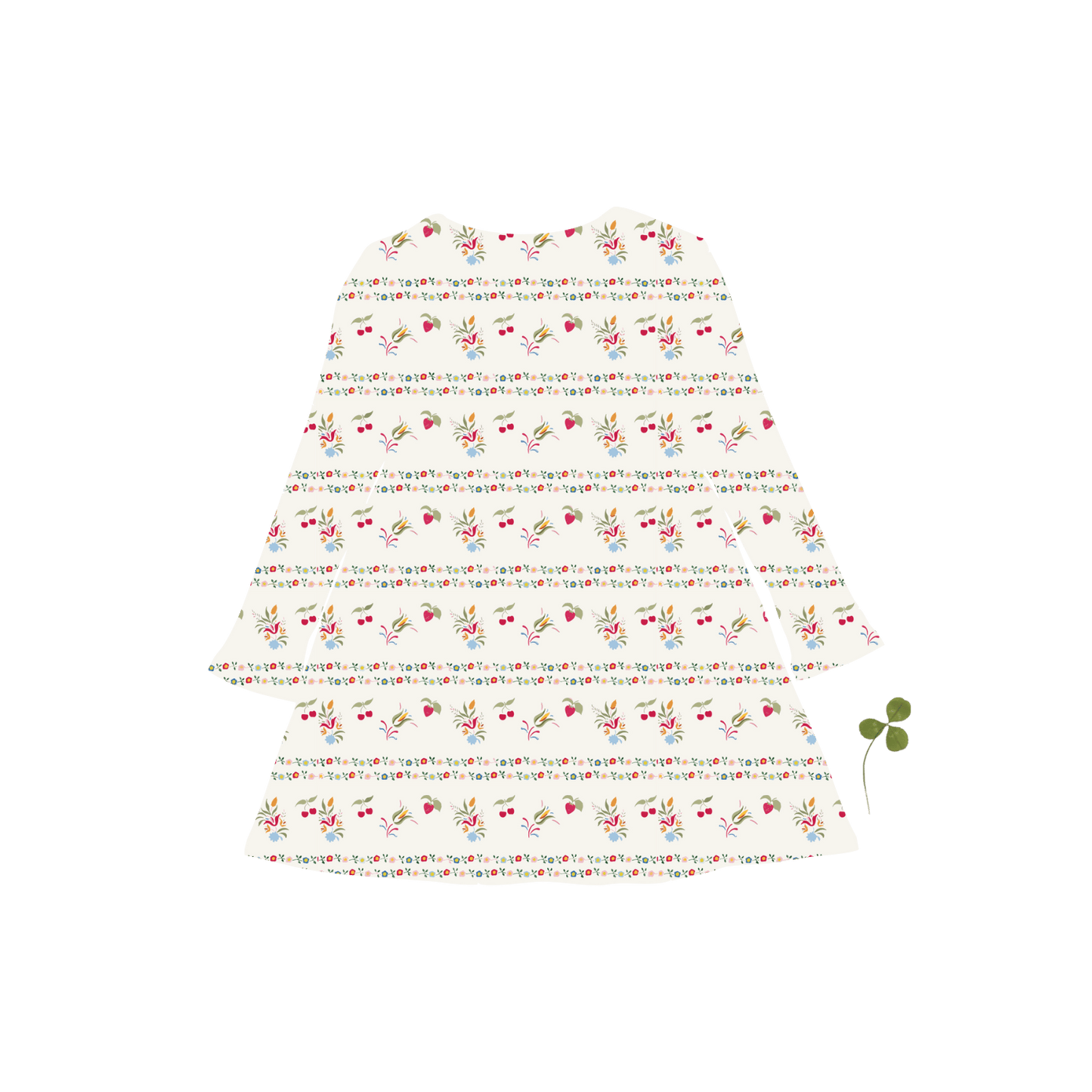 The Printed Long Sleeve Dress - Striped Cherry