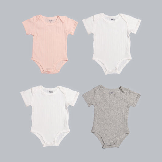 *Exclusive* Baby Girl Short Sleeve 4pc Onesie Set